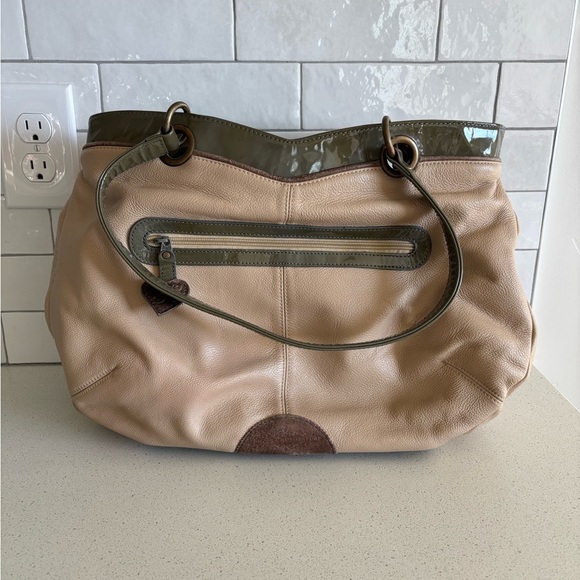 Spencer & Rutherford cream Leather green Shoulder Bag Limited Edition 11… - Picture 2 of 11